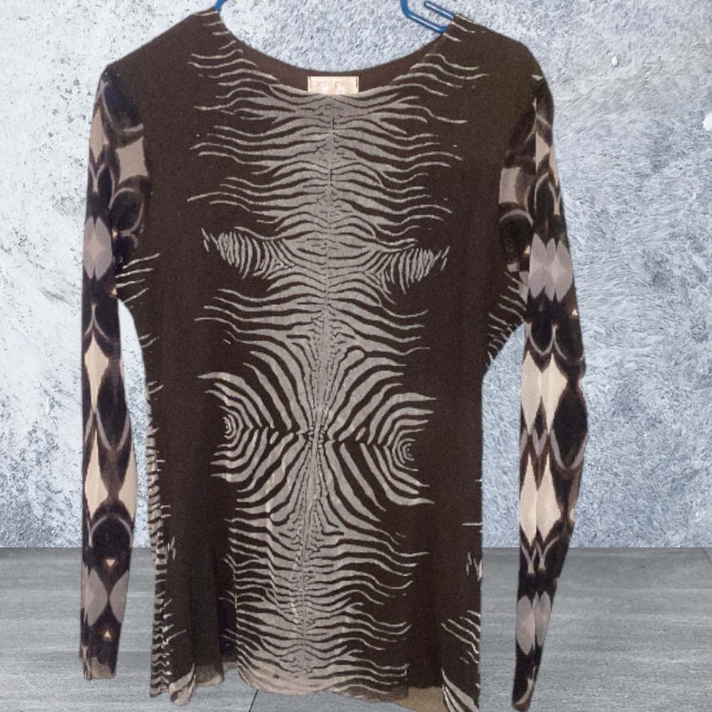 Animal print Y2K long Sleeve fitted Top